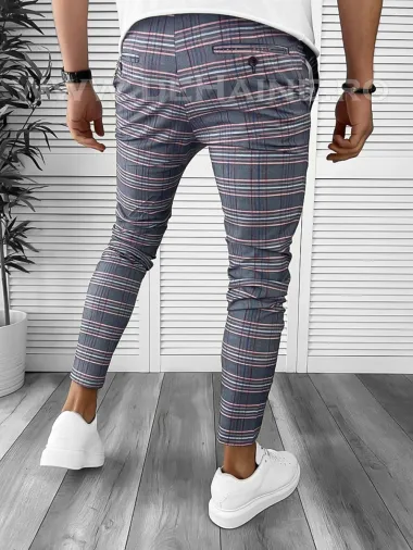 Pantaloni barbati casual regular fit in carouri B7946 F3-5.1